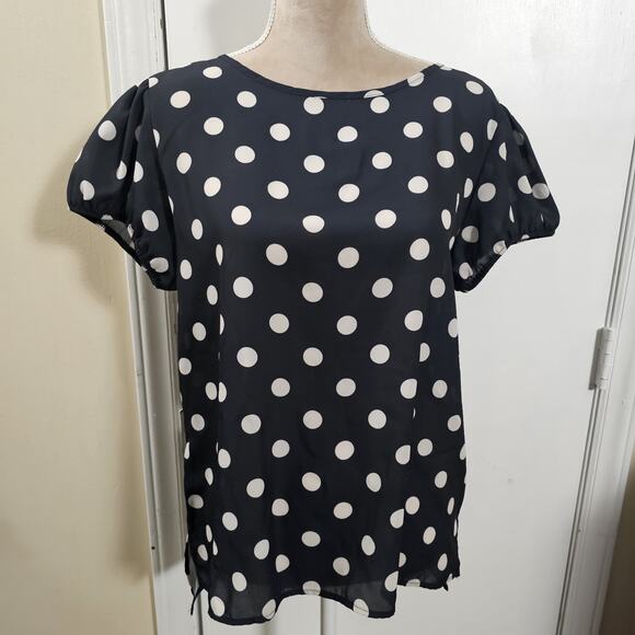 Sweet Pea for New York Company by Stacy Frati Sz M Dot Blouse Bow Lucy Minnie - Picture 2 of 6